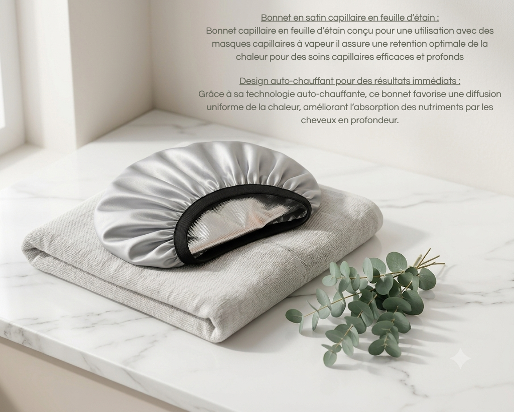 Bonnet Auto-Chauffant  — Soin Profond Cheveux Crépus, Frisés & Bouclés