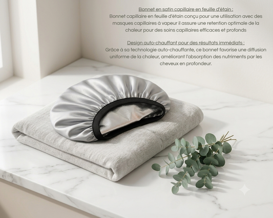 Bonnet Auto-Chauffant  — Soin Profond Cheveux Crépus, Frisés & Bouclés