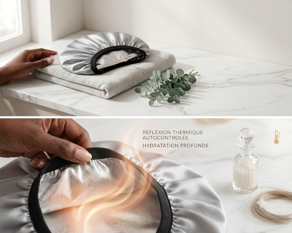 Bonnet Auto-Chauffant  — Soin Profond Cheveux Crépus, Frisés & Bouclés