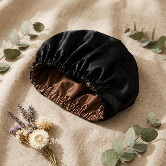 Bonnet de nuit satin coloris marron